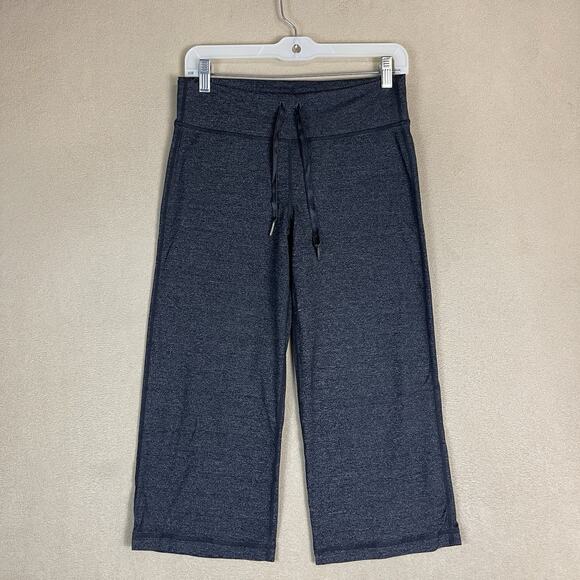 Lululemon Pants Womens M Gray Wide Leg Cropped Drawstring Waist Athletic Stretch - Picture 1 of 12